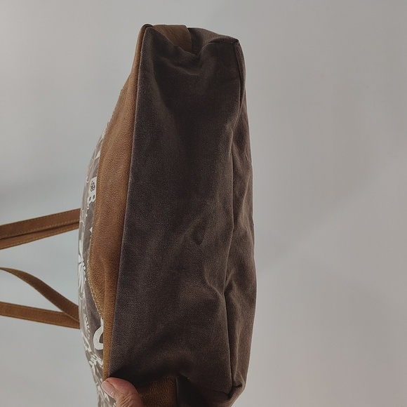 Great Nautical Tote Bag Floral Print Canvas And Leather - Picture 6 of 9